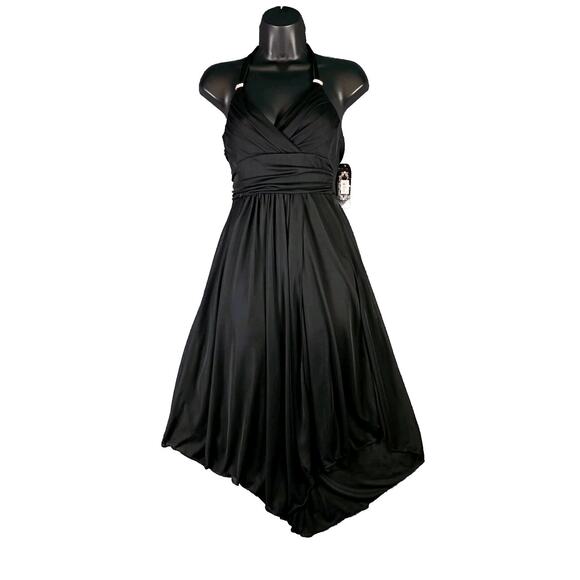 Trixxi Dresses & Skirts - Trixxi Black Halter Cocktail Dress Size Small Handkerchief Hem Empire Waist LBD